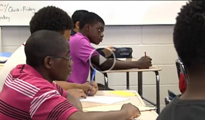 Black student in classroom