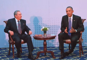 President Obama Meets with President Castro in Panama last year.