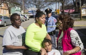 A friend of the victim of a police involved shooting, Gernae Smoot, center, is comforted by Truvalia Kearney, left, and Tamika Richardson as Raleigh Police officers work the scene Monday, February 29, 2016 near the intersection of Bragg and South East Streets in Raleigh. Police Chief Cassandra Deck-Brown said police were trying to arrest a man on a felony drug charge when the shooting took place. Deck-Brown said an officer was chasing the man on foot when he was "shot and killed by the officer." Travis Long tlong@newsobserver.com MORE GALLERIES Read more here: http://www.newsobserver.com/news/local/crime/article63207492.html#storylink=cpy