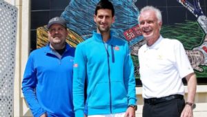 Raymond Moore, right, is a former professional player from South Africa who took over as CEO of Indian Wells Tennis Garden in 2012, after being associated with the event for decades. By Matthew Stockman/Getty Images