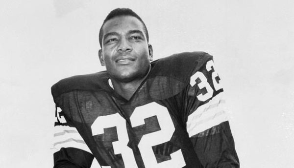 This undated file photo shows Cleveland Browns running back Jim Brown posing for a team photo. Photo courtesy of AP Photo/File