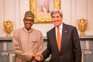 President Buhari and US Secretary of State Kerry meeting in Washington DC