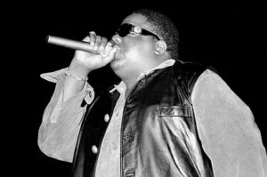 Notorious B.I.G. performing at Madison Square Garden for Urban Aid in 1995. DAVID CORIO/REDFERNS