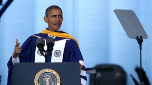 President Barack Obama addresses the 2016 commencement ceremony at Howard University May 7, 2016 in Washington, DC (Photo by Alex Wong/Getty Images)