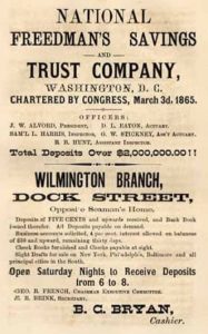Advertisement for the Freedman's Bank, Haddock, T.M., compiler. Haddock's Wilmington, N. C.