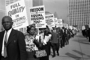 Citizens protesting for equality in housing