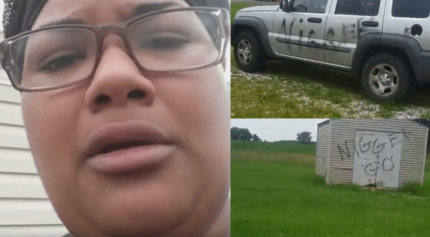 Watch: Black Woman Holds Back Tears as She Shows the Racist Graffiti Plastered on Her Property in Indiana