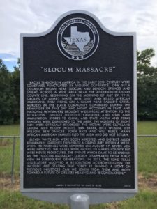 Slocum Massacre historical marker (Photo: Constance Hollie-Jawaid)