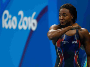 Simone Manuel after winning gold in 100 freestyle Rio 2016