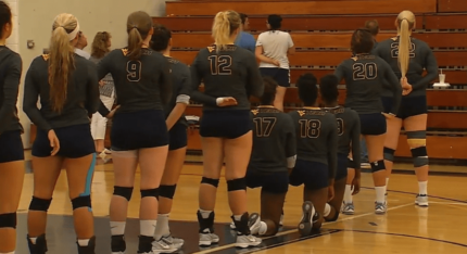 3 Black West Virginia University Tech Volleyball Players Take a Knee During Anthem
