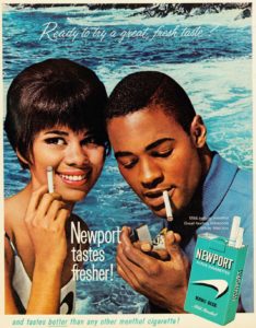 A 1950's magazine ad for Newport menthols targeting African-American consumers.