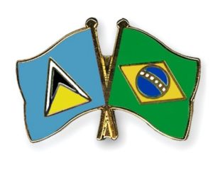 Flags of Saint-Lucia and Brazil