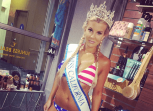 Baylee Curran wears the 2016 Miss California Regional crown and sash she was stripped of in June (Instagram)