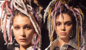 Models Bella Hadid and Kendall Jenner wear faux locs for Marc Jacobs fashion show