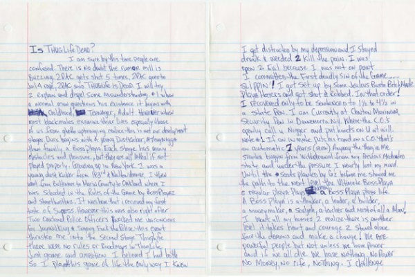 Tupac's "Is Thug Life Dead?" essay (Goldin Auction)