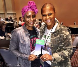 Sheila Johnson-Glover (right) poses with another Metastatic Breast Cancer Project Participant. Image courtesy of Sheila Johnson-Glover.