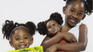 Carline, a Haitian character doll with young Black girls (Kickstarter screen grab)