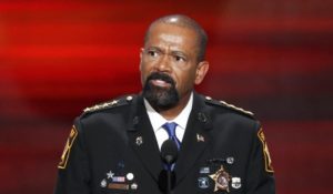 Milwaukee County Sheriff David Clarke speaking at the 2016 Republican National Convention. Photo by J. Scott Applewhite/AP