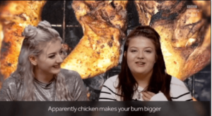White woman explains her thoughts on Black people and chicken (BBC Newsbeat screengrab)