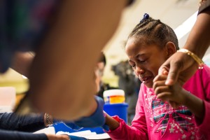  A girl in Flint gets a blood test for lead. Brett Carlsen/Getty Images