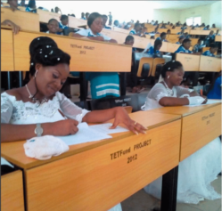 Why Two Nigerian Brides Took Their Final Exams In Their Wedding Dresses