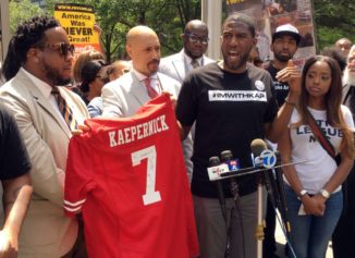 Civil Rights Activists Rally Outside of NFL Headquarters