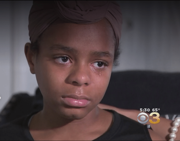 Nevaeh Robinson tears up during interview