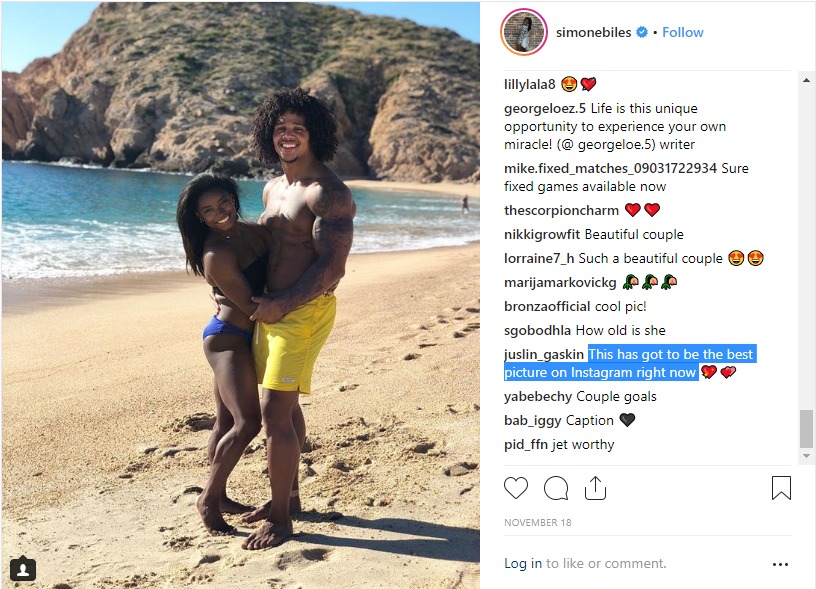 Simone Biles post photo with her boyfriend Stacey Evans and folks lose it