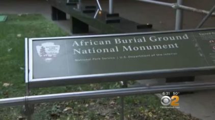 African Burial Ground marked with grafitti