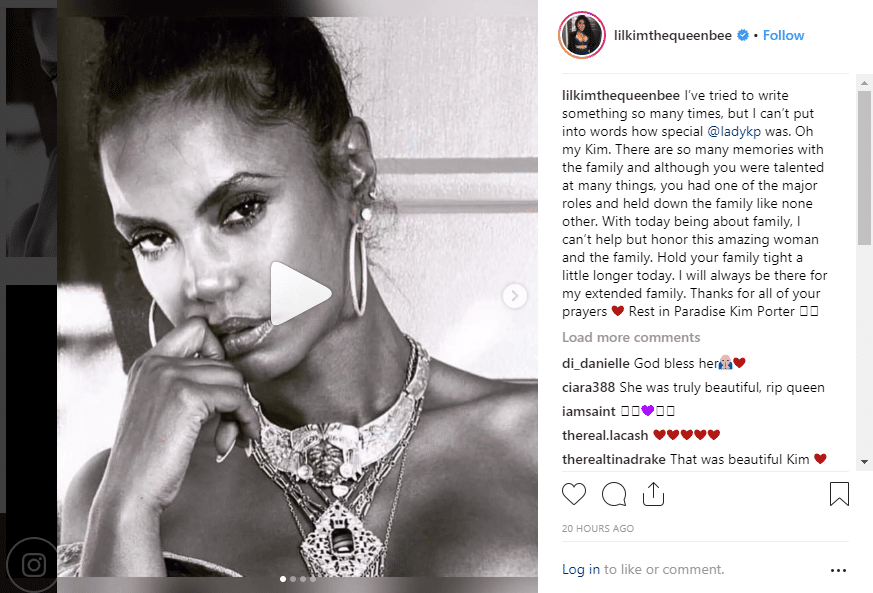Lil' Kim posted a tribute to Kim Porter