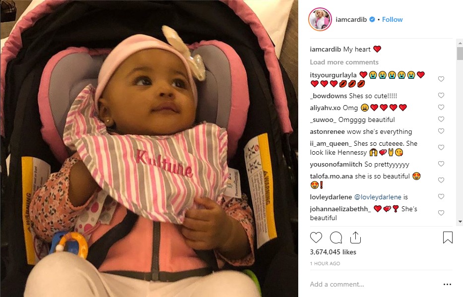 Cardi B shared the first photo of her daughter Kulture