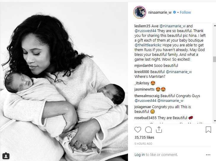 Nina Westbrook, Russell Westbrook's wife, shared the first photos of their twin girls