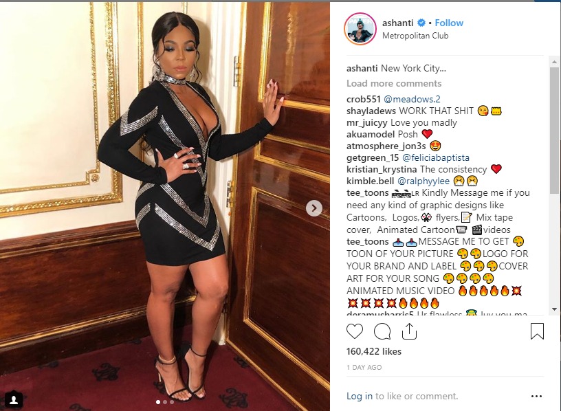 Ashanti wows fans by posting new photos of sexy holiday dress.