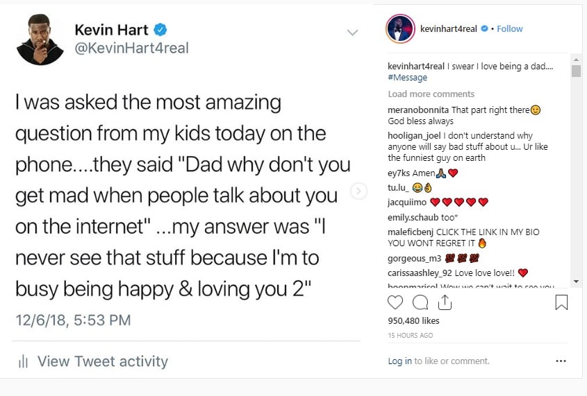 Kevin Hart called a liar after posting i
