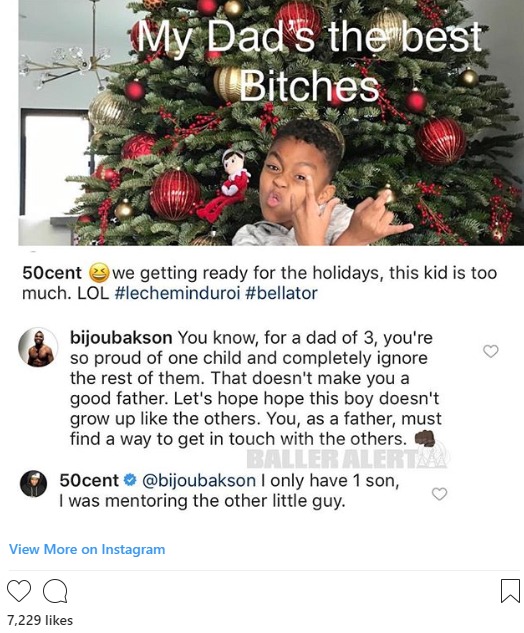 50 Cent says he only has one son in new post.