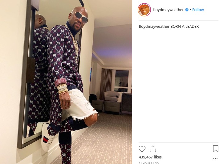 Floyd Mayweather posted a photo of himself wearing Gucci