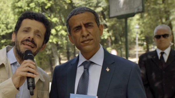 Actor in blackface portraying President Barack Obama