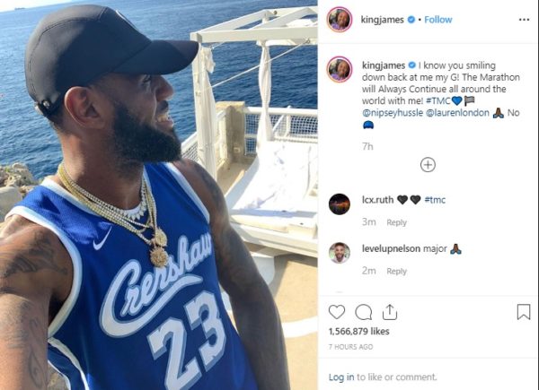 LeBron James Pays Tribute to Nipsey Hussle Before Lakers vs. Warriors