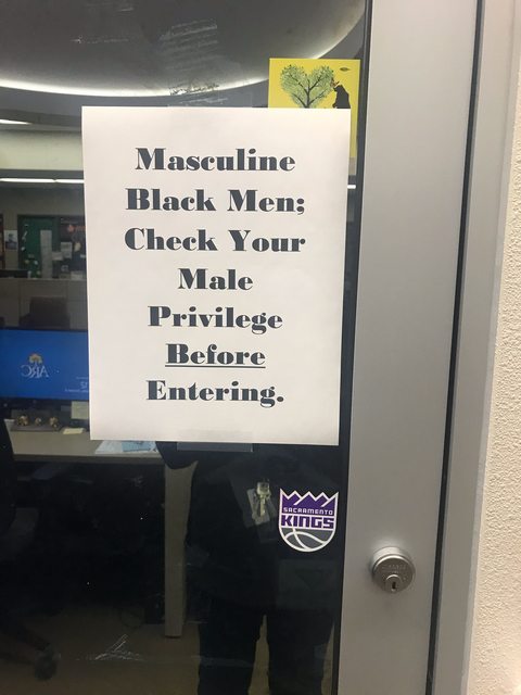 Black Male Privilege Sign at American River College