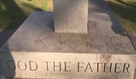 Monument defaced with KKK
