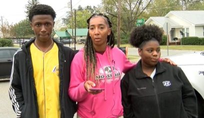 Students and aunt talk to reporter