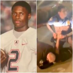 Football pic of teen claiming shoulder dislocated in arrest