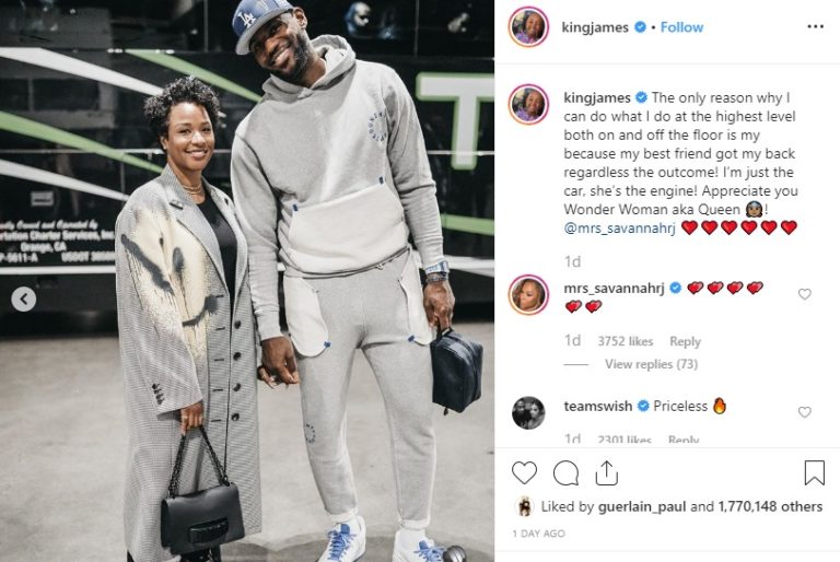 'I Love Your Love': LeBron James Praises His Wife in Romantic Message