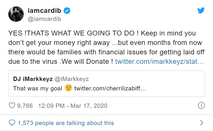 'Generous Queen': Cardi B to Donate Funds From Her 'the Rona' Rant ...