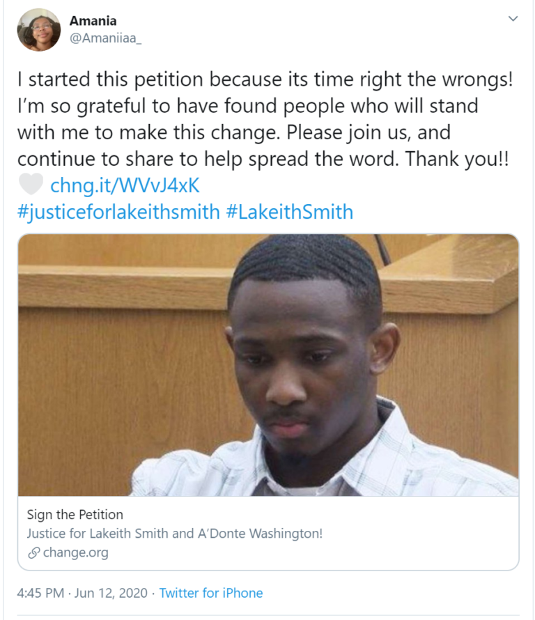 Petition to Free Lakeith Smith, Man Serving 55 Years for Murder After ...