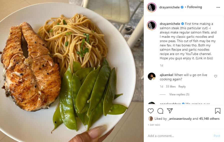'It Looks So Bomb': Draya Michele Makes Salmon Steak for the 'First ...