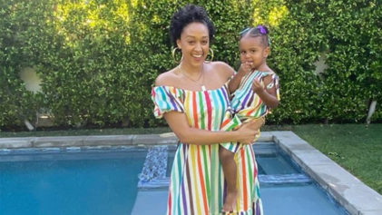 So Cute!': Tia Mowry and Her Mini-Me Pose In Matching Mommy-Daughter Dresses