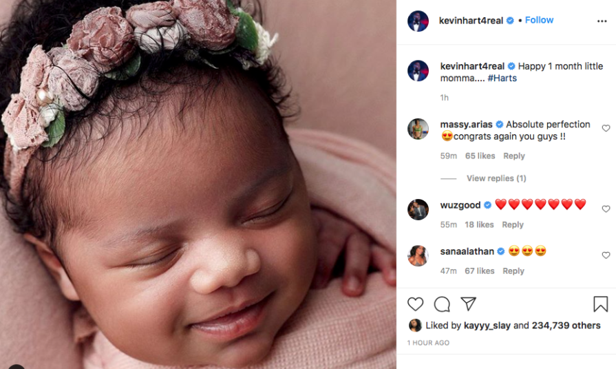 Kevin Hart Makes Fans Swoon with Most Recent Photo of His New Baby Girl