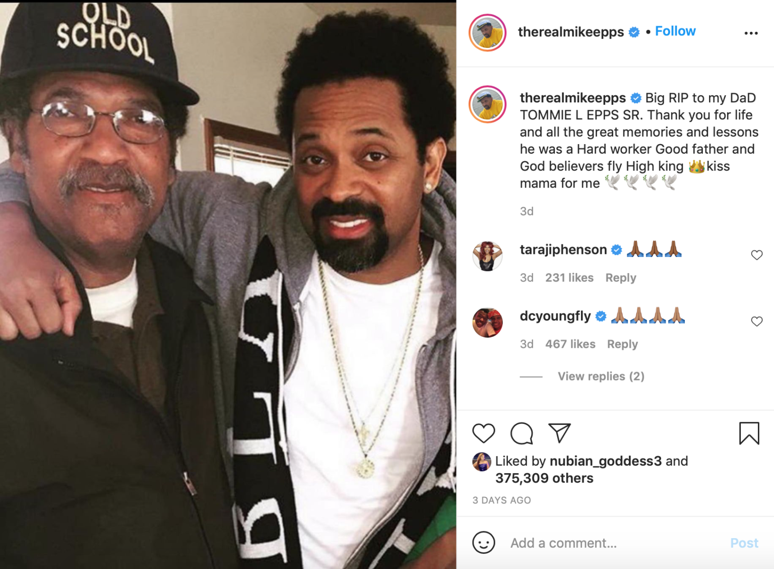 Mike Epps Mourns the Death of His Father Just Six Weeks After Losing