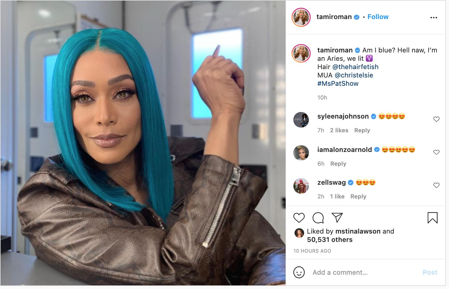 ‘you Rocking That Tami Roman Debuts Eye Catching Aquamarine Do Laptrinhx News 